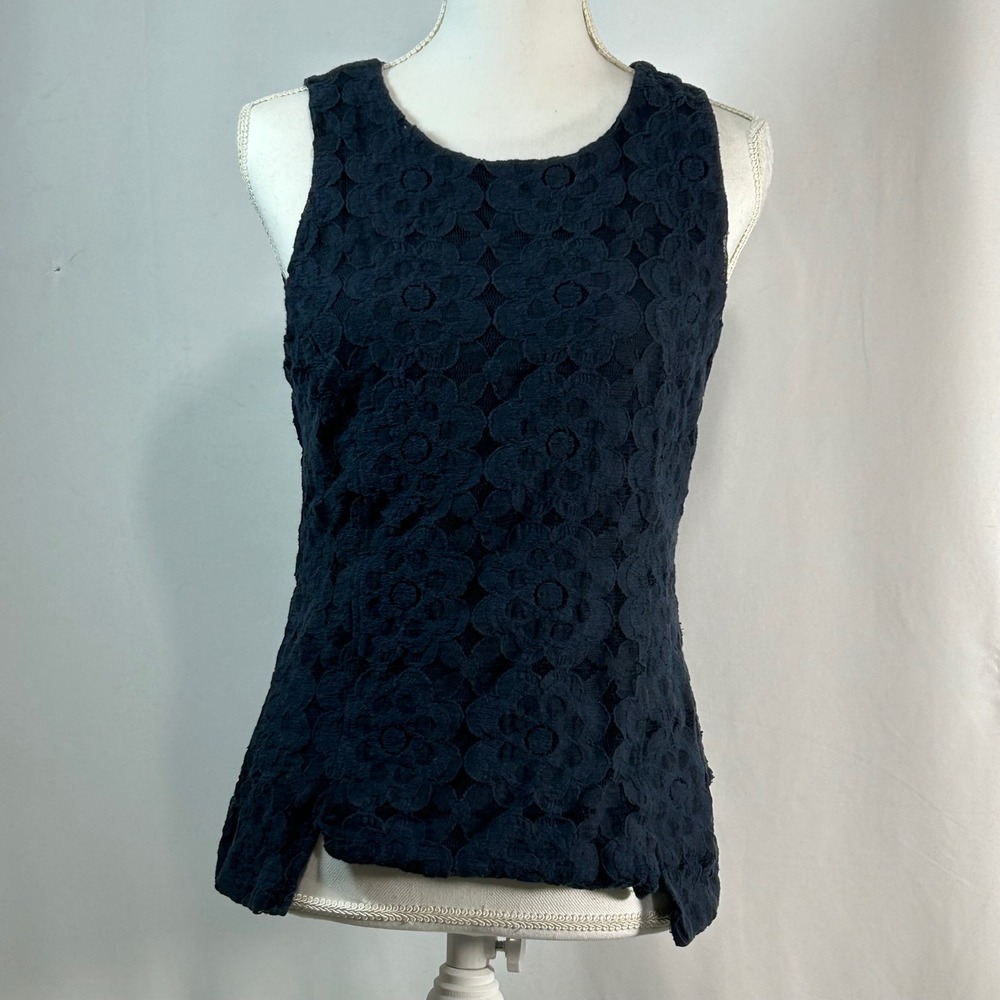 Banana Republic Navy Blue Lace Floral Sleeveless Tank Top‎ Size 14